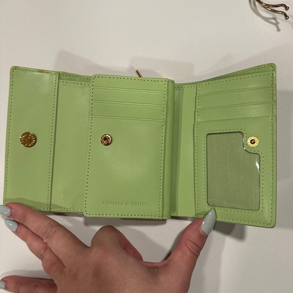 Charles & Keith Mint and Cream Mini Wallet with Beaded Strap - Picture 3 of 5